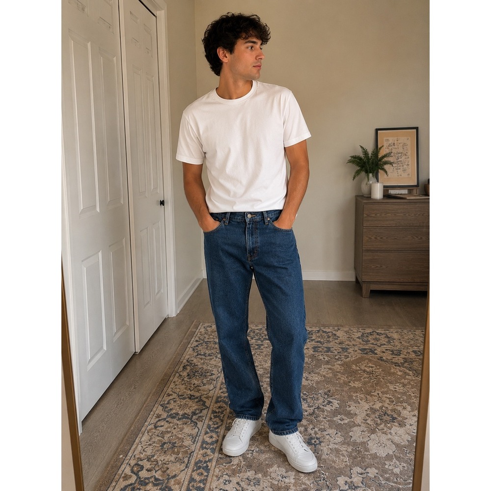 Vintage Fluid Blues Jeans Mens 30x34 Dark Wash Straight Leg 80s 90s Denim